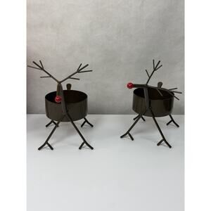 Gold Canyon Mini Reindeer Set Of Two votive Candle Holders with Original Box